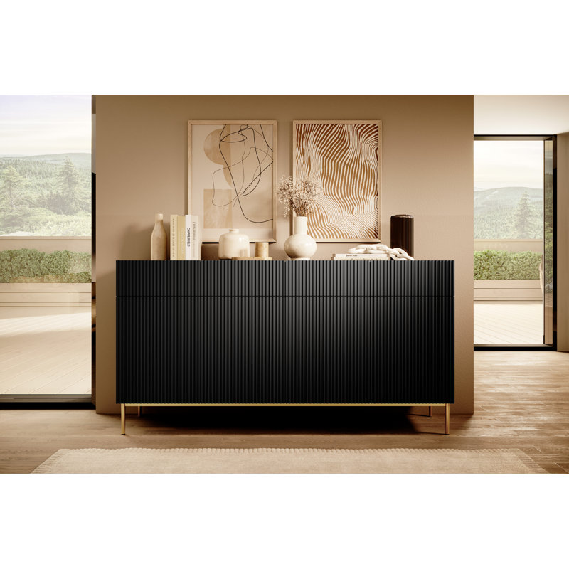 Albhie 200cm Sideboard, Black/Gold