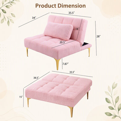 Futon convertible pour canapé-lit simple avec pieds robustes en métal, idéal pour les petits espaces et une utilisation multifonctionnelle dans les appartements et les studios