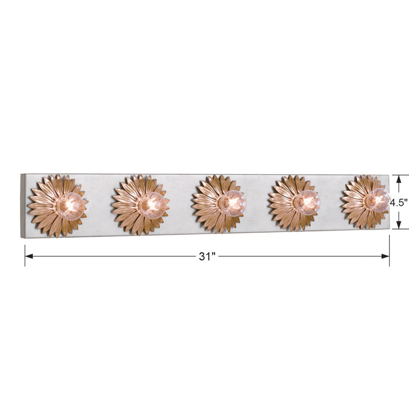 Adelle 5 - Light Dimmable Antique Gold/Ivory Bath Bar