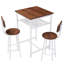 Ensemble table et tabourets de bar (3 personnes), pieds antidérapants, dossiers confortables, couleur marron et blanc, idéal pour les restaurants (3 personnes avec 2 tabourets), cloisons en fer massif, surface imperméable, parfait pour les bars de cuisine.