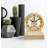Modern & Contemporary Analog Metal Quartz Movement / Crystal Tabletop Clock in Brass/White