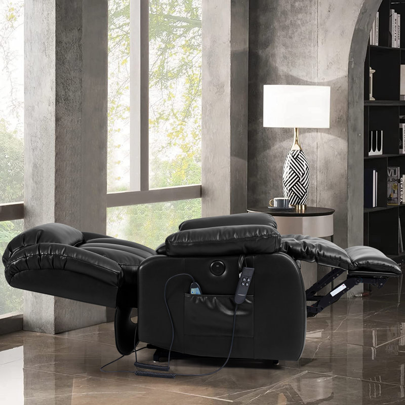 Fauteuil inclinable électrique 40,7 po, Similicuir noir