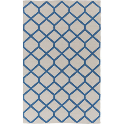 Tapis gris / bleu en coton tissé à la main Murphree