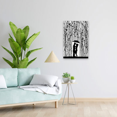 Film Noir - Figurative Urban And Pop Surrealism Romance Umbrellas Art