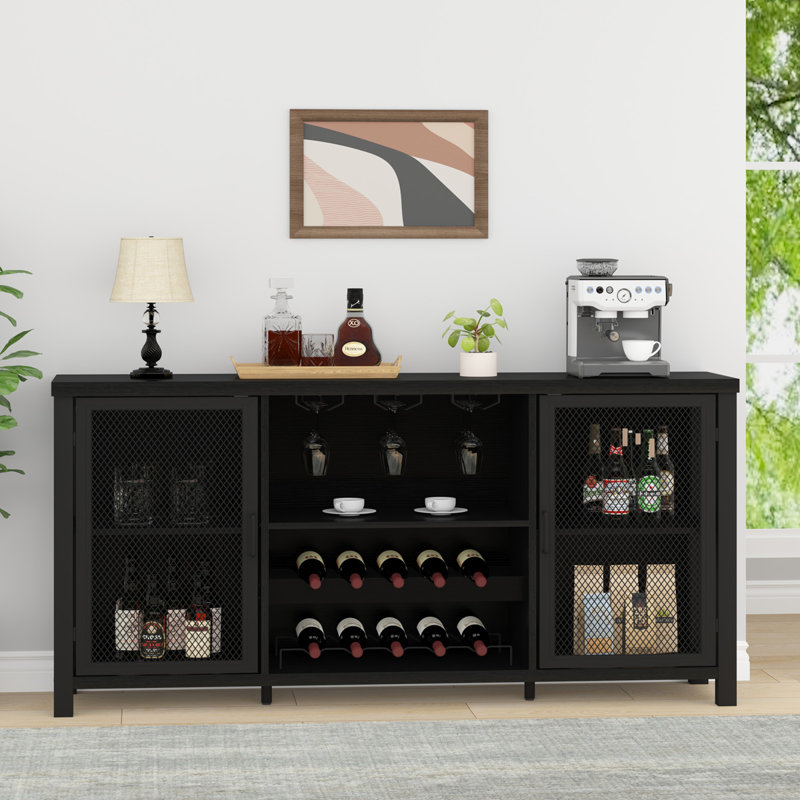 55'' Bar Cabinet, Black Oak