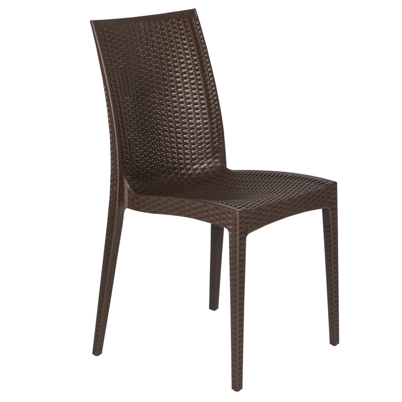 Chaise de patio en osier empilable Mace, Brun, Single