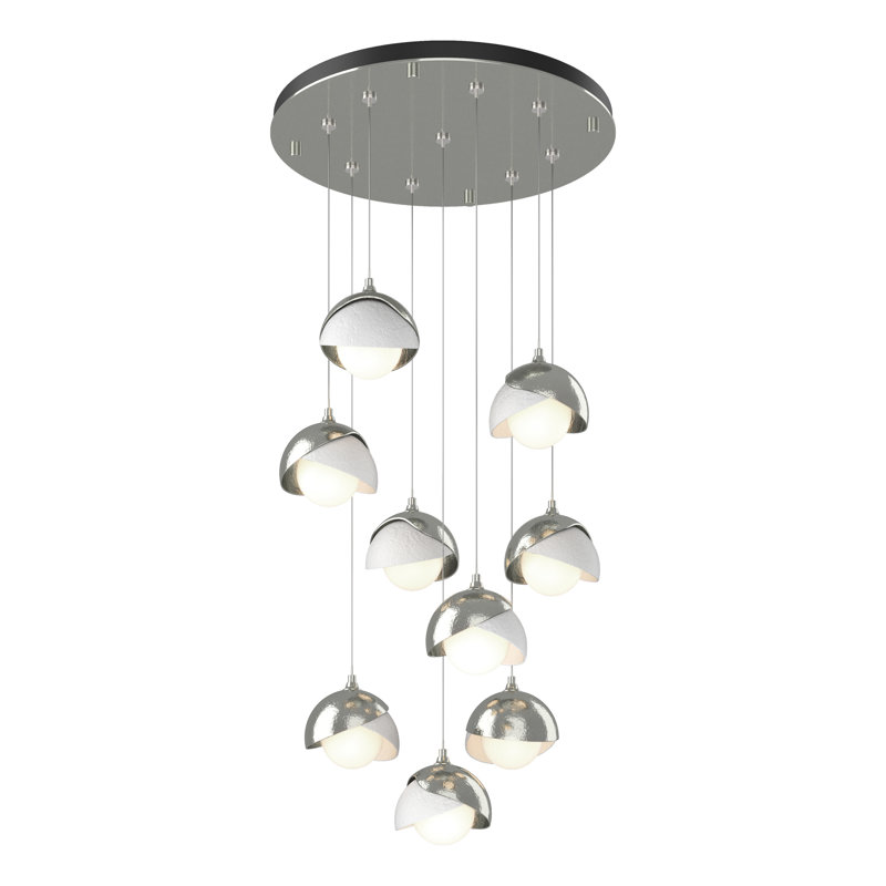 Brooklyn 9 - Light Cluster Geometric Pendant, 10" - 80", Sterling, White