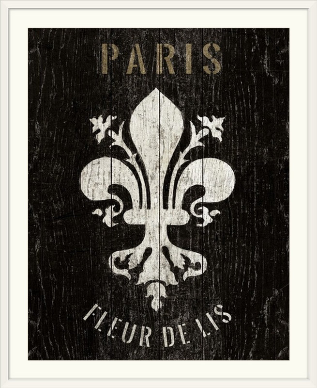 « reconditionné fleur de lis », impression, Cadre blanc, H 23 po x l 20 po x P 1 po