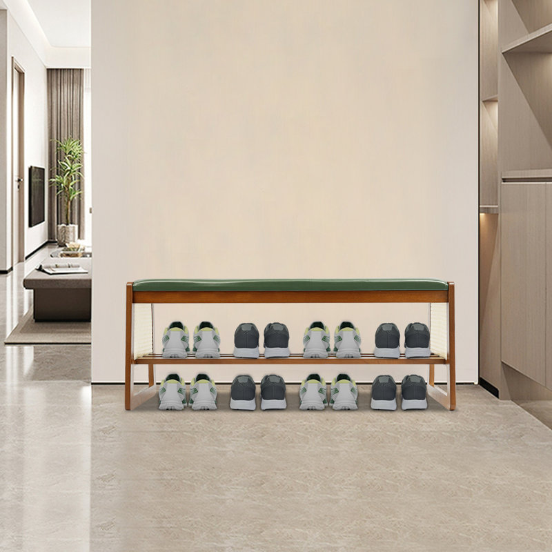 Banc de rangement pour chaussures 4 paires, Vert