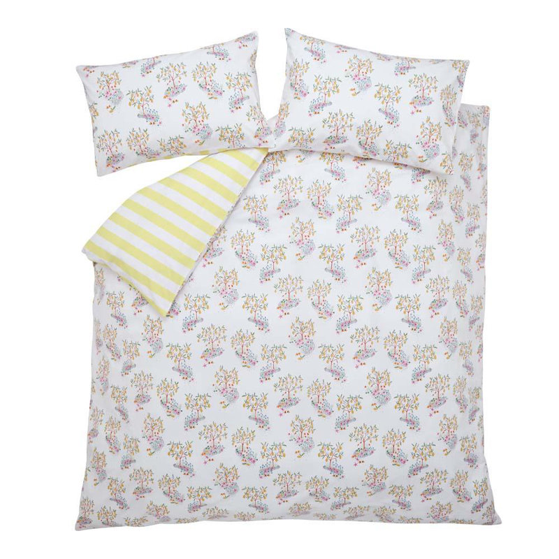 Yellow 200 TC Reversible Duvet Cover Set, Super King