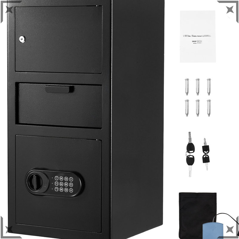 3.6 Cu.ft Black Safe With Front And Digital Keypad, For Home Storage Of Cash, Documents, - Fishing Drop Slot Design Large Capacity Cash Document , Reinforced Security Build