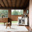 Îlot de cuisine moderne 2 en 1 avec rangement pour chiens de petite taille