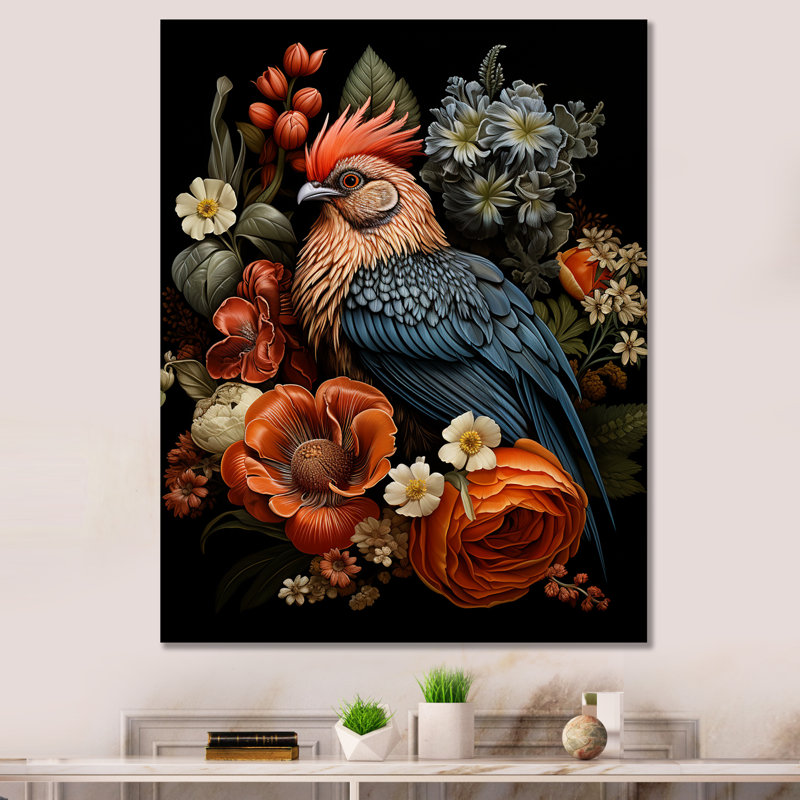 Art mural coq moderne avec coq moderne, Toile tendue, H 40 po x l 30 po x P 1,5 po