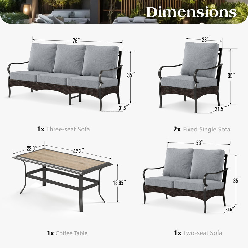 7-person Outdoor Conversation Set With Loveseat, Gray