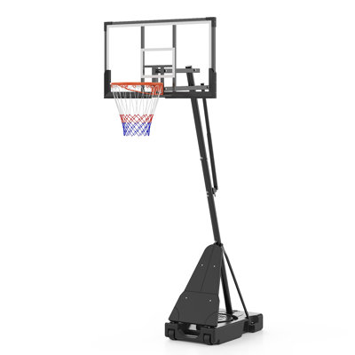 48 Inch Basketball Hoop Outdoor Portable Backboard 4.92-10ft Quickly Adjustable Basketball Goal System with Wheels for Court/Backyard/Driveway
