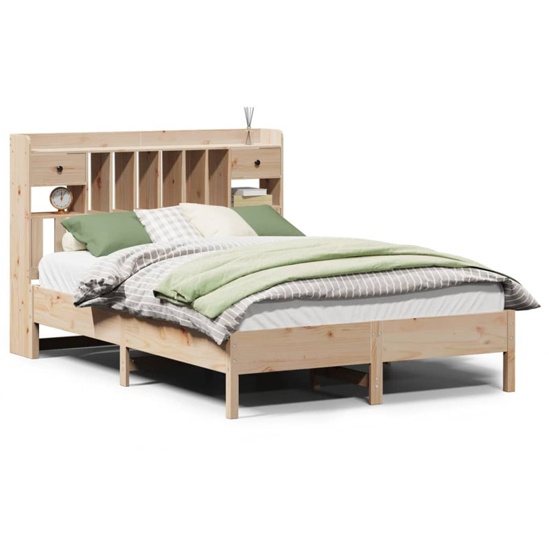 Tino Solid Wood Drawers Bed Frame, Double (4'6), Brown