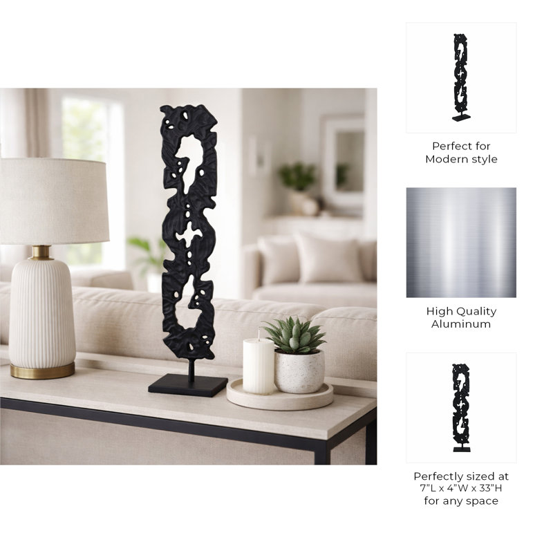 Sagebrook Home 28" Hobart Small Gold Statuary, 33" H x 7" W x 4" D, Black