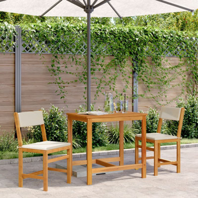  Balcony Set Cream White Solid Acacia Wood Medium Durable