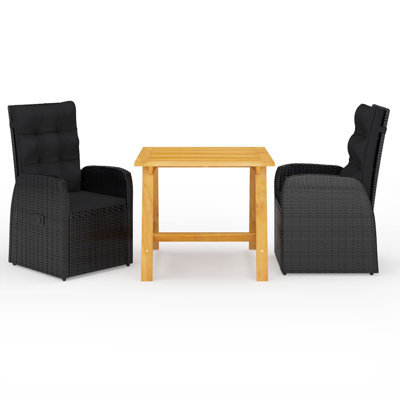 2 - Person Wicker Patio Dining Set with Square Table , Cushions Included