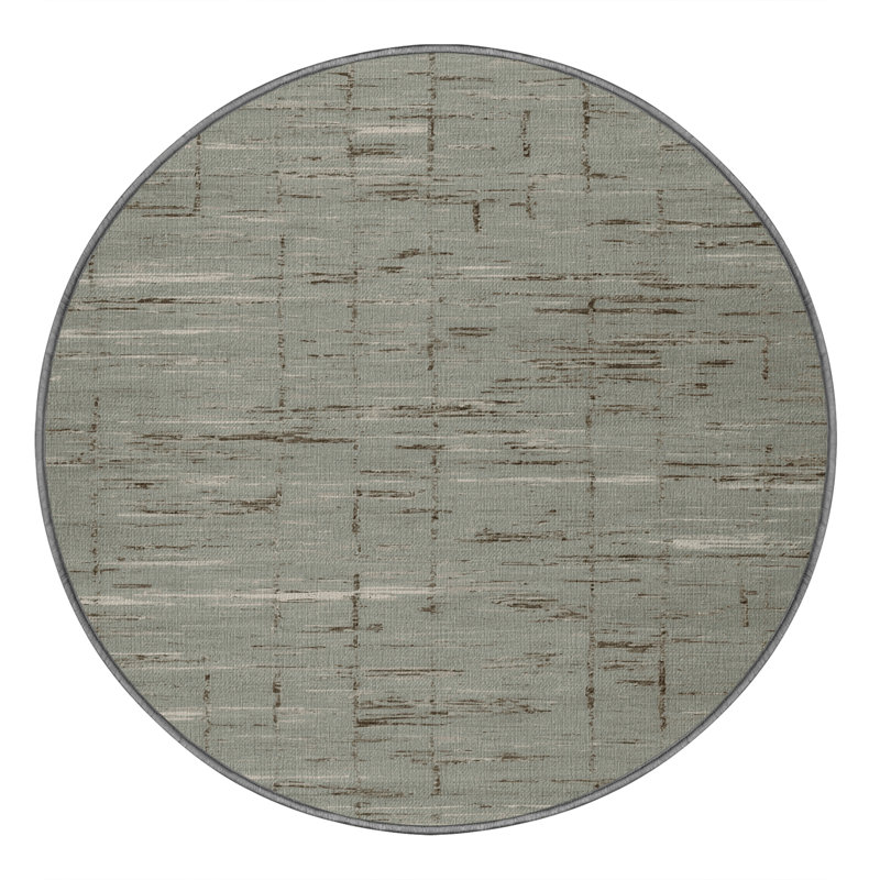 Machine Washable Abstract Gray Area Rug, Round 8'