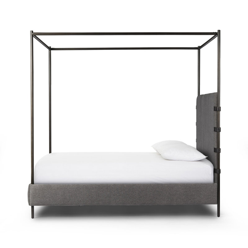 Anderson Upholstered Canopy Bed, King, Beige