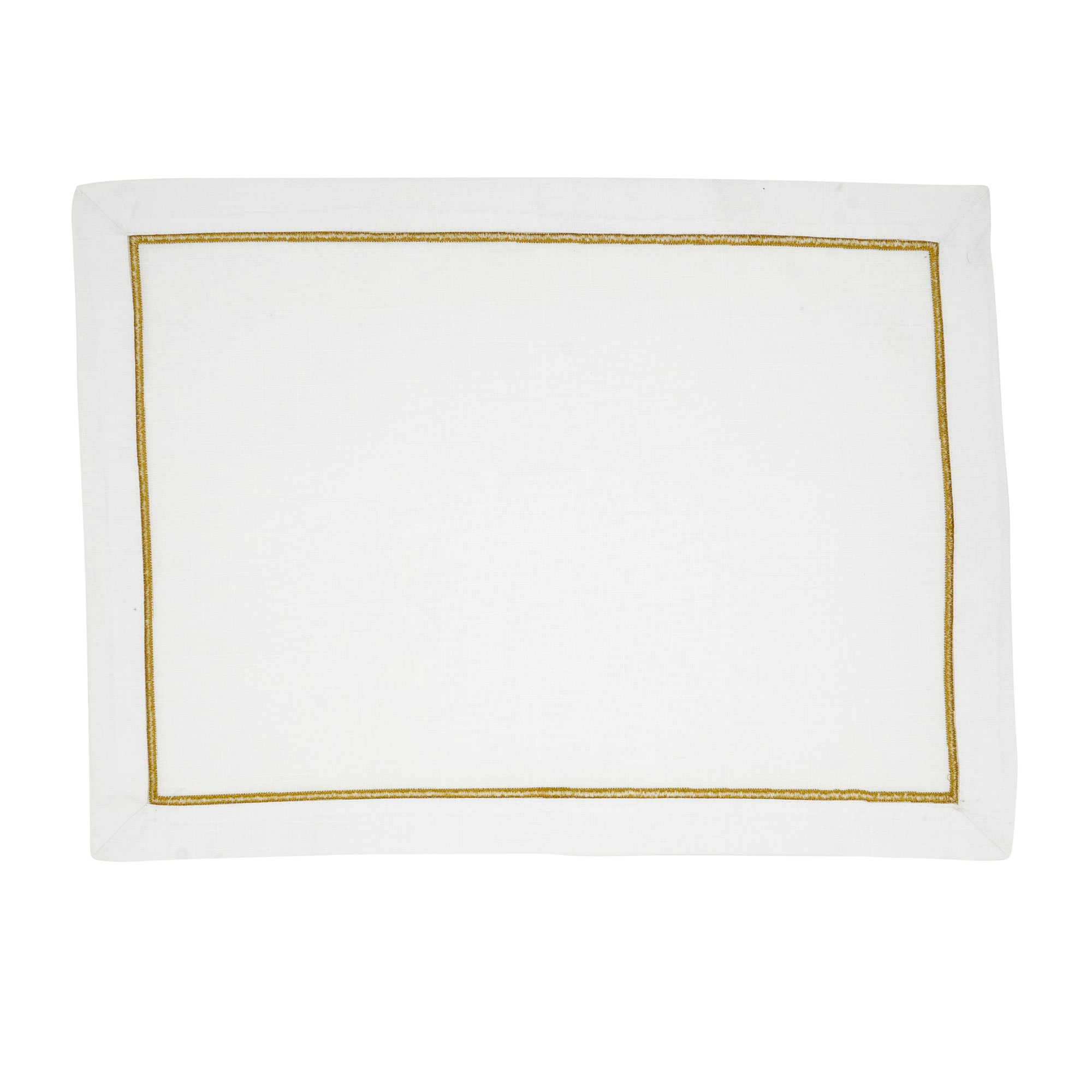Embroidered Line Design Placemat (Set of 4), Gold