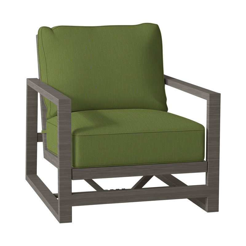 Avondale Patio Lounge Chair with Cushions, Slate Gray, Welt + Standard Fill, Linen Forest