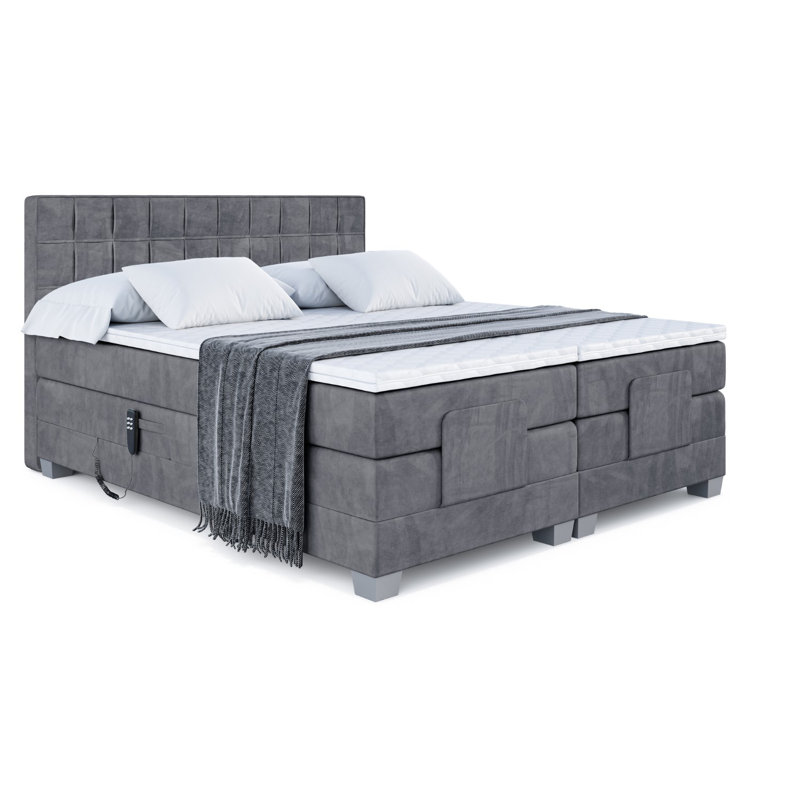 Mariella Pocket Spring Mattress Divan Bed Base, Dark gray, 140 x 200cm