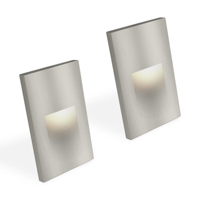 Marchepieds verticaux à DEL Luxrite, 5CCT, 3W, 150LM, faisceau 90 °, à intensité variable, 120V, IP65, couvercle de plaque interchangeable, intérieur / extérieur, paquet de 2 en nickel brossé