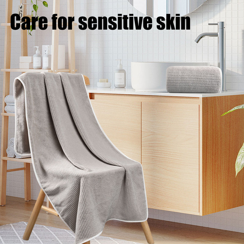 Soft Thick Absorbent 2 Piece Bath Towel Set, Quick Drying Polyester Towel For Home Gym And Hotel, 27.5x55.1in Gray, Gray