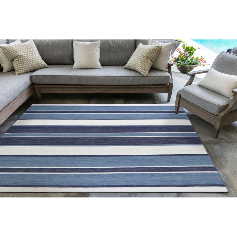 Sallee Striped Indoor / Outdoor Rug, Square 8'