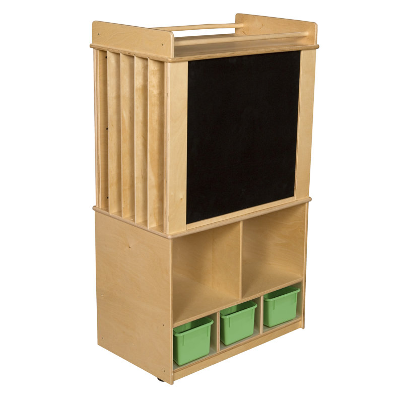 Store-It-All Portable 13 Compartment Teaching Cart with Casters, Yes, Lime Green