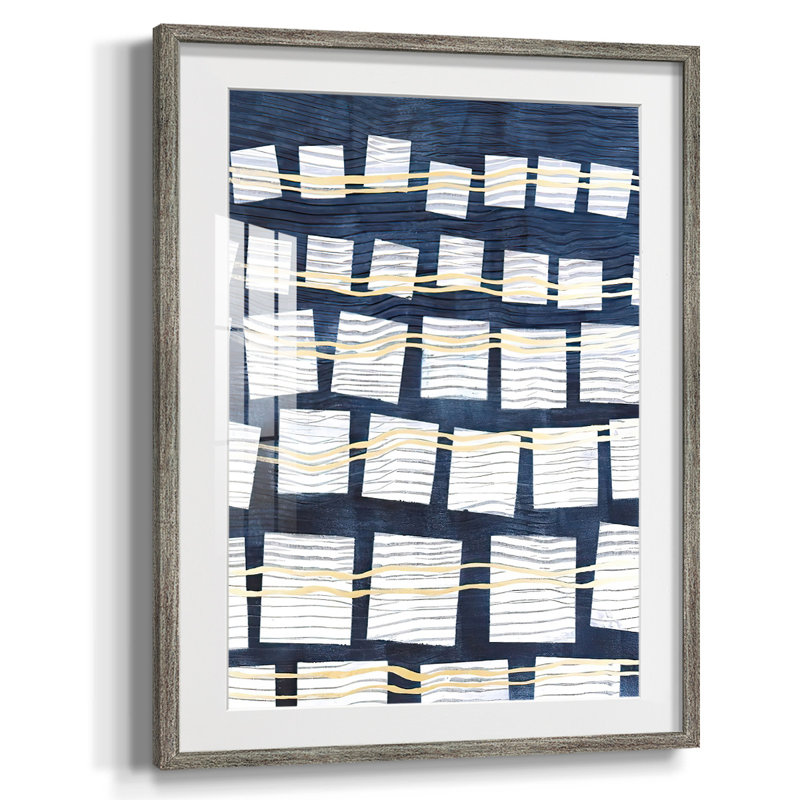 «Interconnected Shapes I», reproduction encadrée, Blanc, Papier encadré argent vieilli