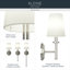 Applique murale 1 lumière 5,75 po avec abat-jour en lin blanc nickel brossé Kleine-126501888