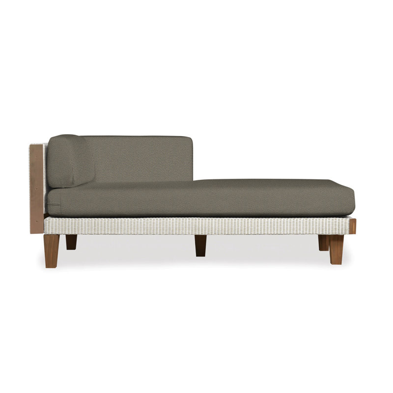 Catalina Outdoor Teak Chaise Lounge, Demo Skyway, Antique White