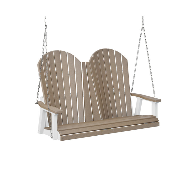 Berlin Gardens Comfo Back Double Swing with Zinc Chains, Light Brown/White