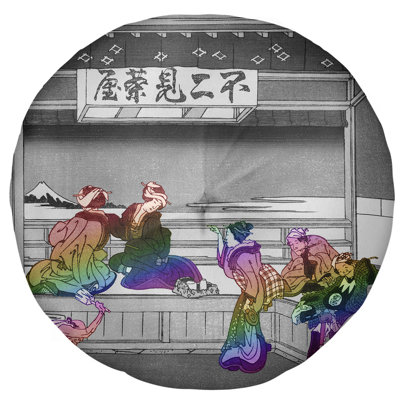 Coussin Katsushika Hokusai Yoshida at Tokaido