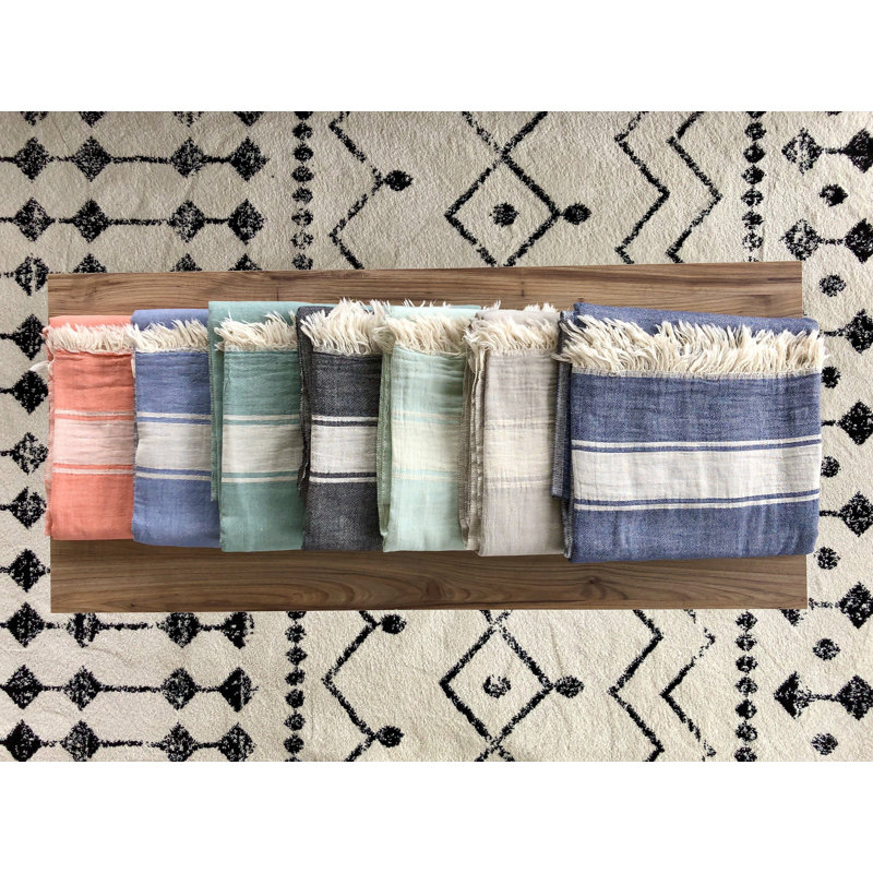 Reversible Black and Off-White Cotton Baby Throw Blanket