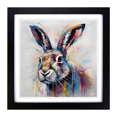 Hare Expressionism No.1 - Single Picture Frame Print on Wood
