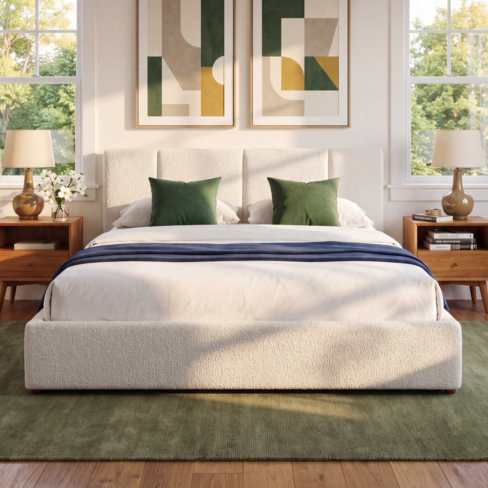 Ruthie Upholstered Bed, King, Cream Beige
