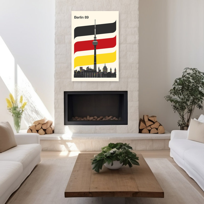 Berlin 89 Skyline allemande, impression murale abstraite d'architecture contemporaine, 48" H x 32" W