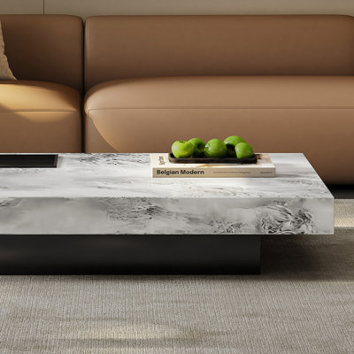Modern minimalist rectangular marble coffee table