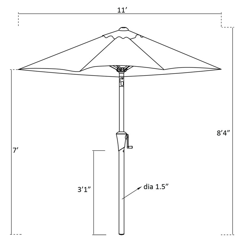 Parasol de marché 120 po Frison, H 97 po x l 117 po x P 117 po, Anthracite