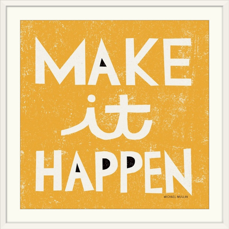 Ahearn " Make It Happen " by Michael Mullan, White Framed, 32" H x 32" W x 1" D