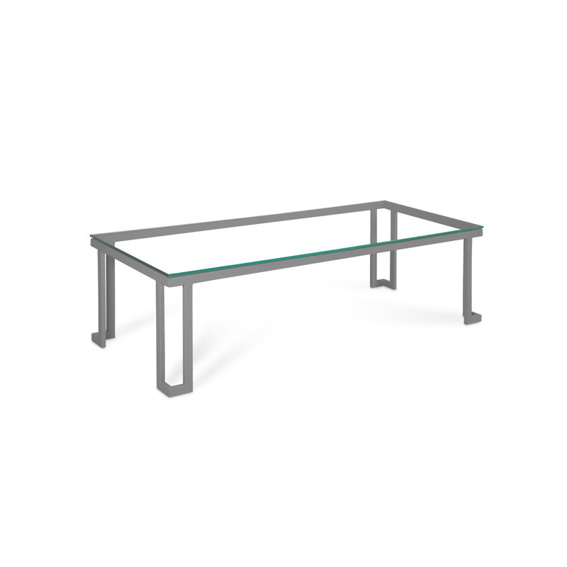 Ajaypal Rectangular Metal Outdoor Coffee Table , 60cm D, 41cm H x 150cm W x 60cm D, Grey