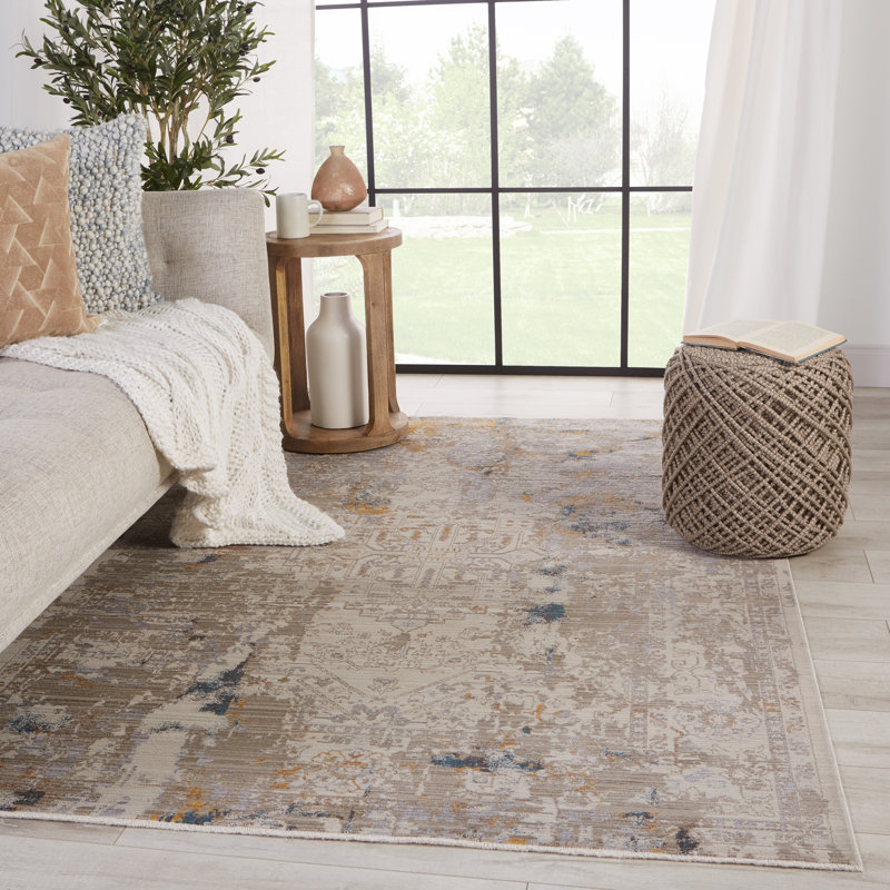 Rayon Abstract Indoor Rug, Rectangle 5'3" x 7'6"