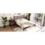 Grand lit plateforme en bois avec tête de lit en forme de gourde, lit plateforme de style rétro avec support à lattes en bois-1703467413