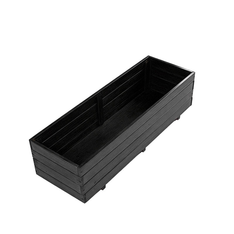 Handmade Wood Planter Box, 32cm H x 119.89cm W x 39.88cm D, Black