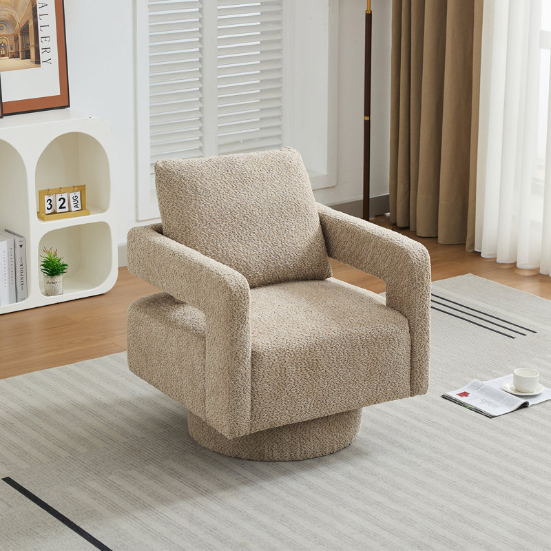 Fauteuil d'appoint pivotant contemporain, tissu Boucle, siège de salon portatif pour le salon