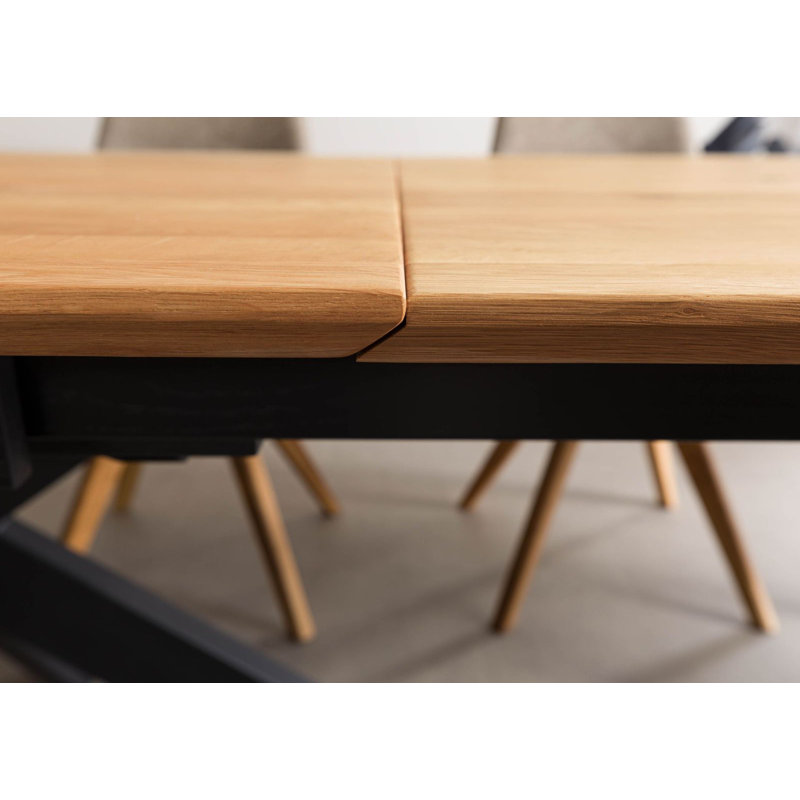 Extendable Solid Oak Pedestal Dining Table, 76cm H x 245cm L x 90cm W